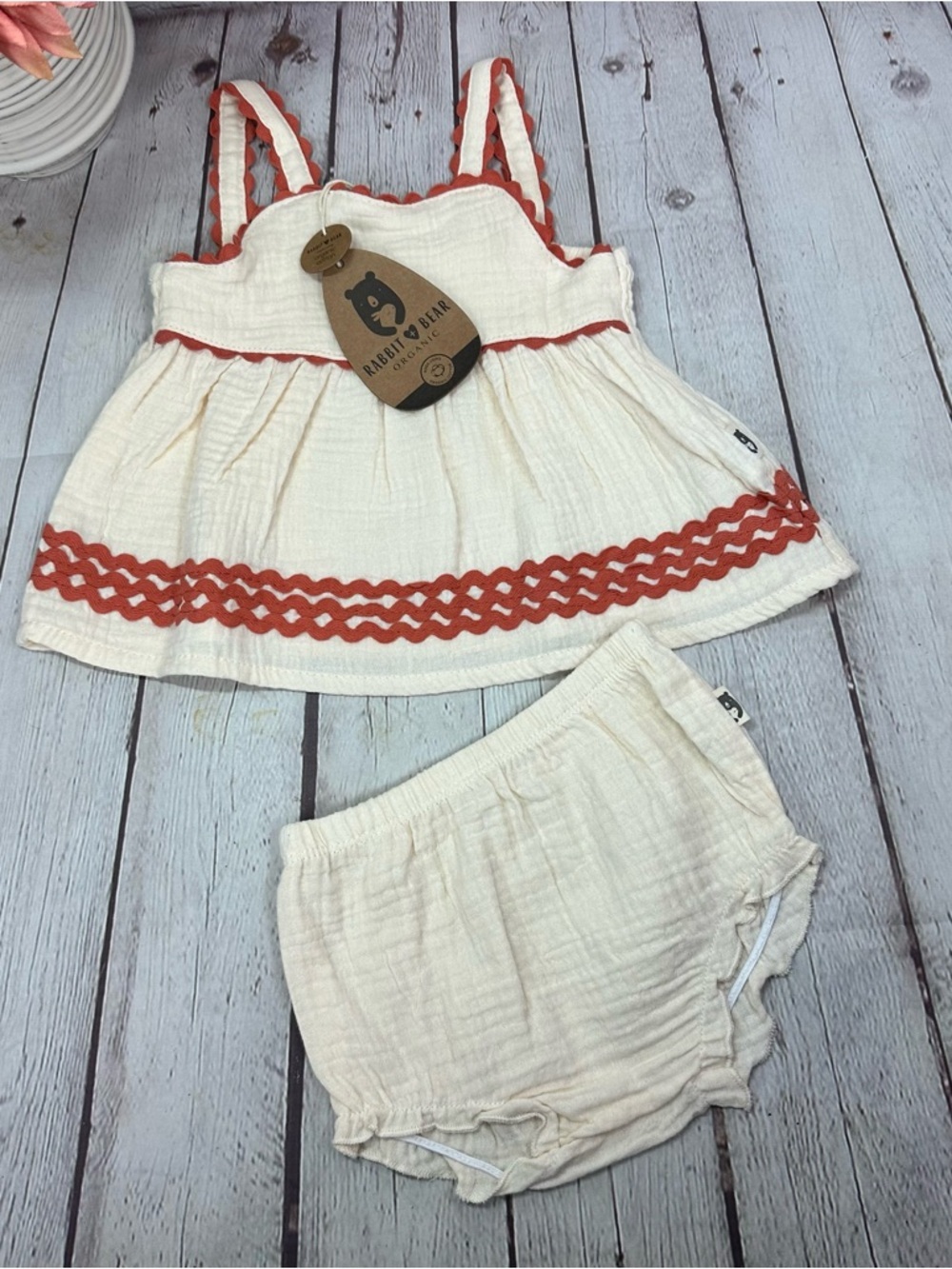 NWT Rabbit & Bear sleeveless top & Bloomers Set organic boho retro neutral